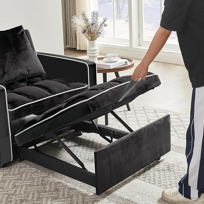 35 Inch Convertible Chair Bed,3-in-1 Adjustable Sleeper Chair Pullout Sofa Bed
