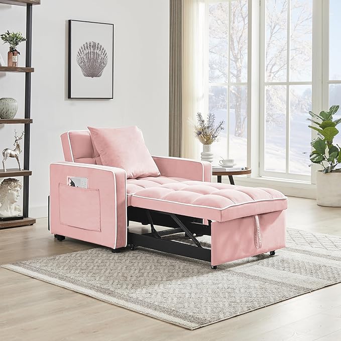 35 Inch Convertible Chair Bed,3-in-1 Adjustable Sleeper Chair Pullout Sofa Bed