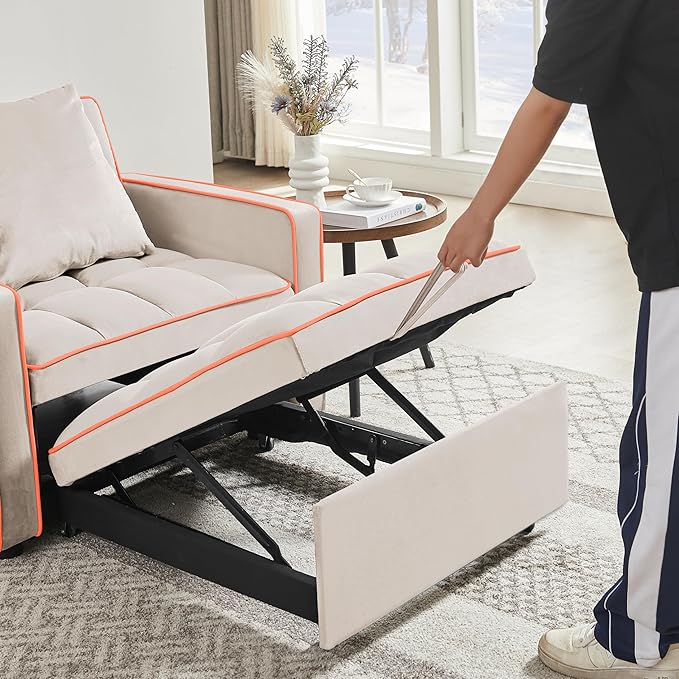 35 Inch Convertible Chair Bed,3-in-1 Adjustable Sleeper Chair Pullout Sofa Bed