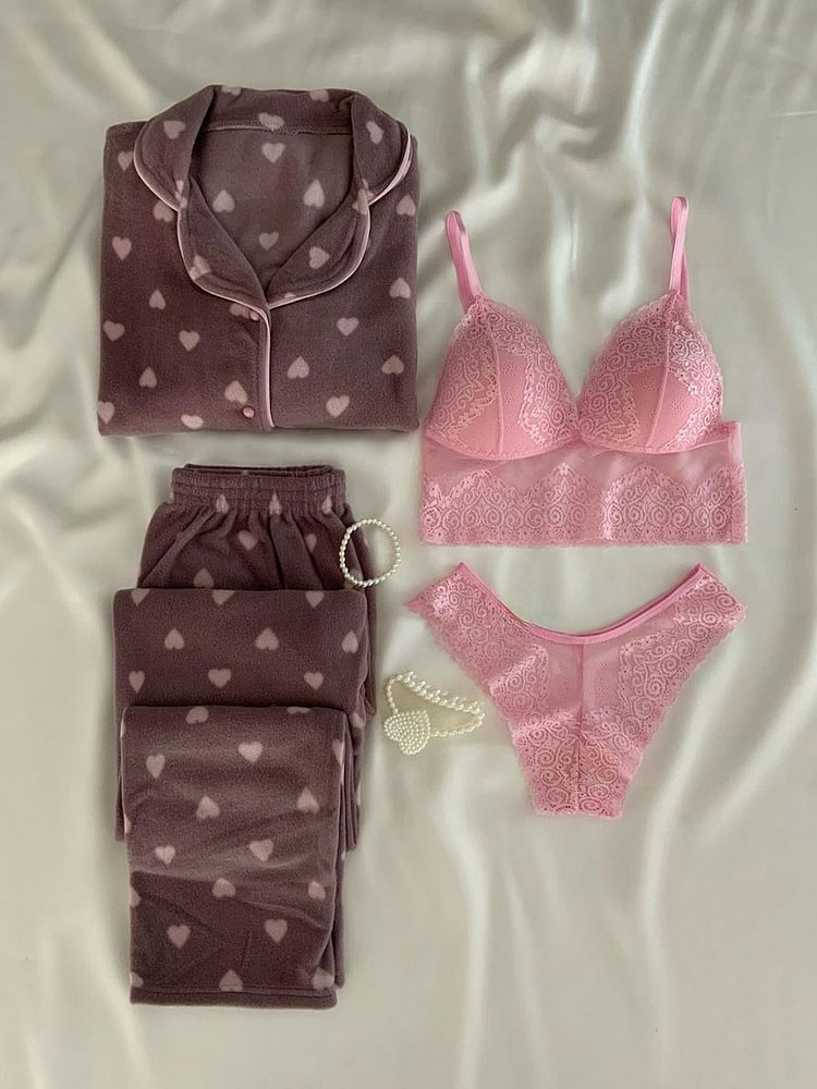 Sexy Look Night Suit & Bra Penty Set Combo for Women's