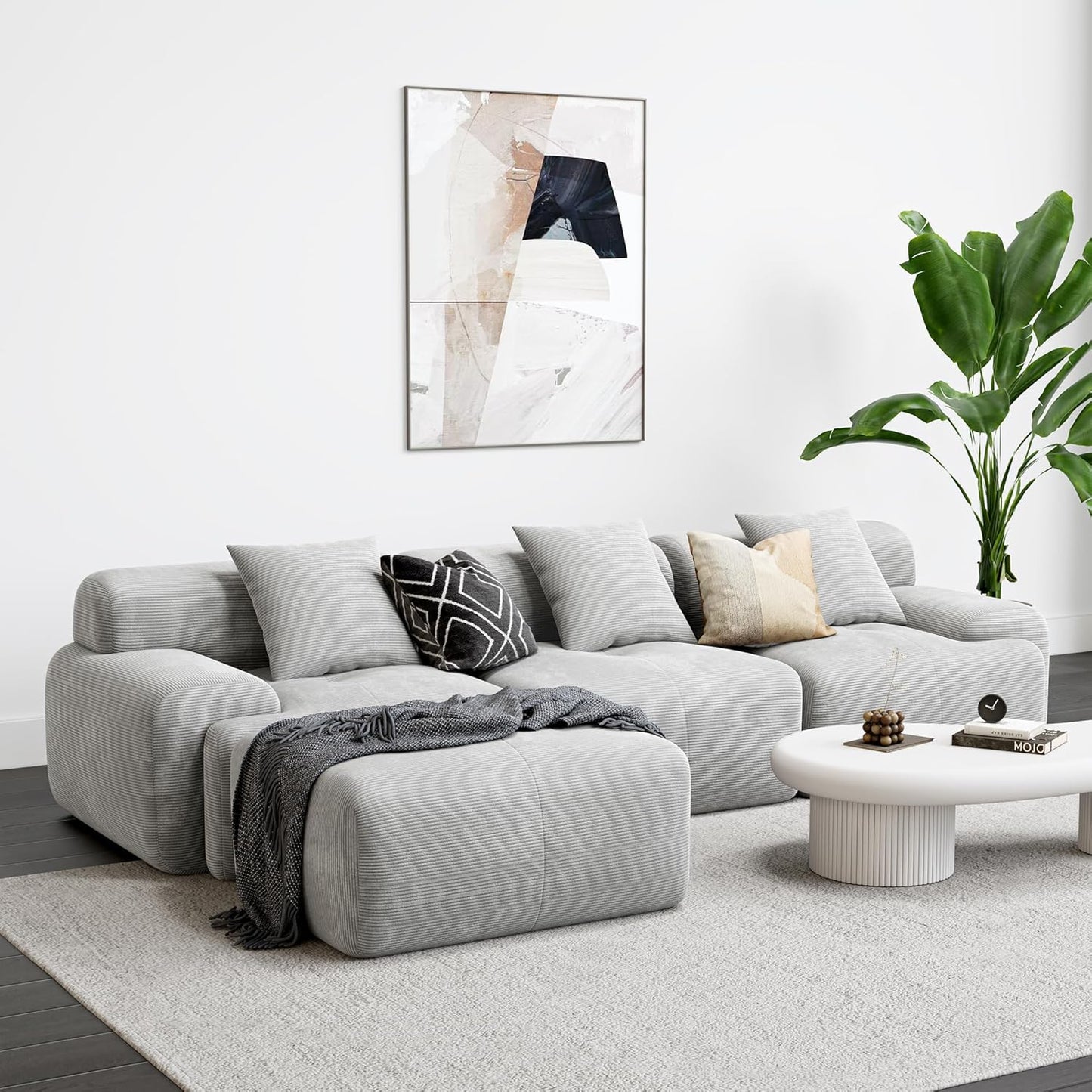 118" Modern L-Shaped Modular Sectional Sofa