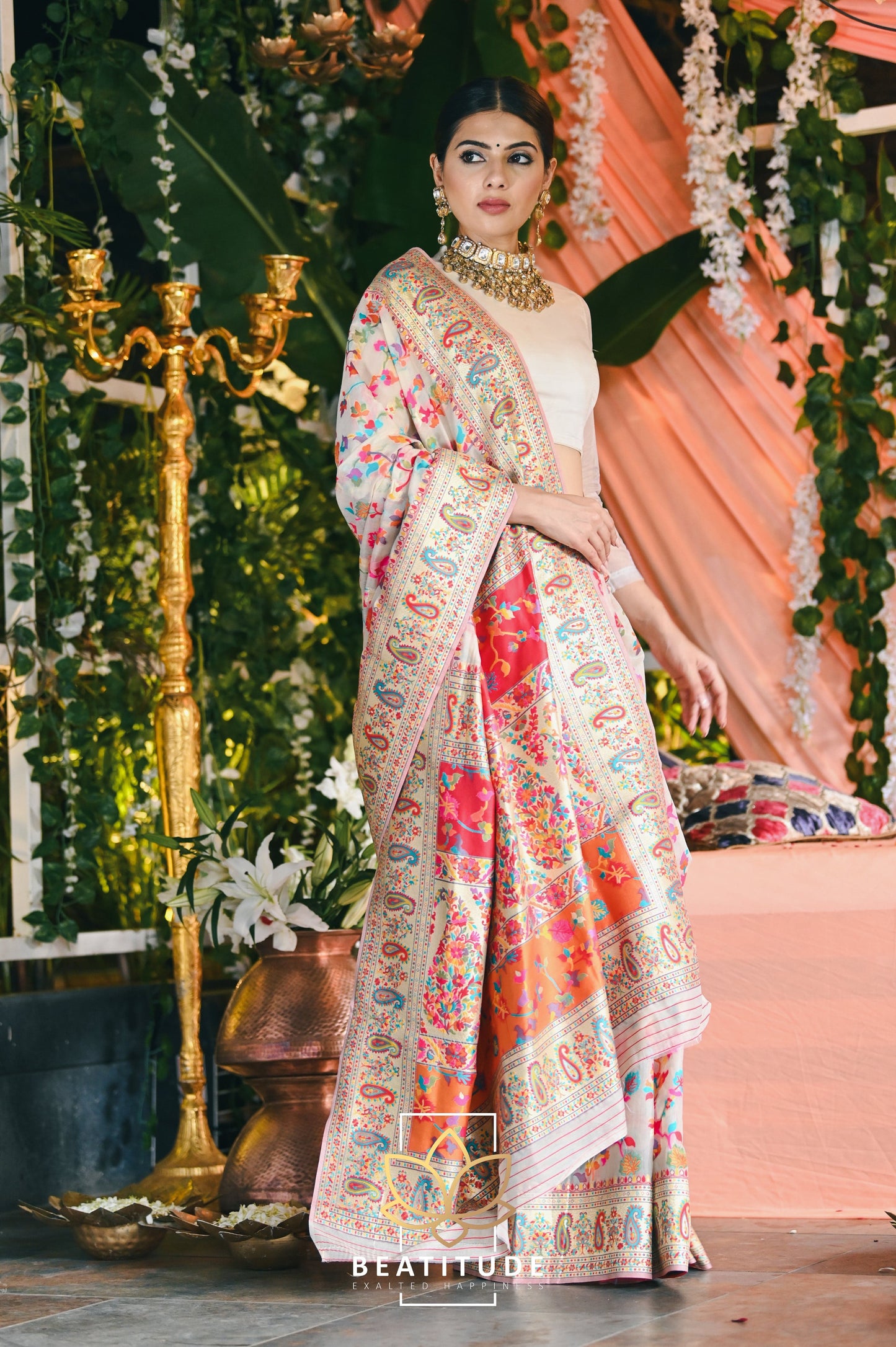 Multi-Color Kashmiri Weaving Soft Modal Silk Saree