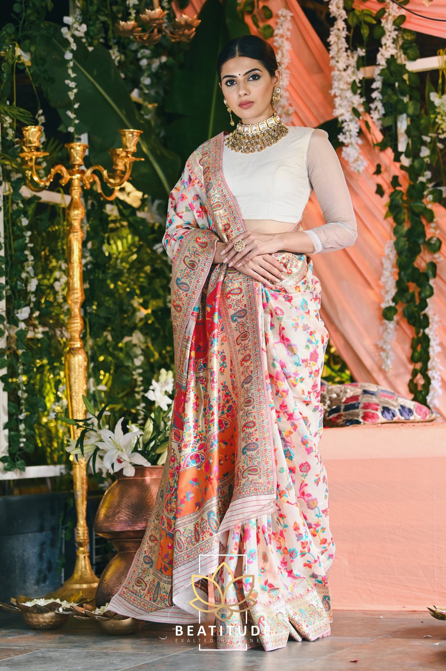 Multi-Color Kashmiri Weaving Soft Modal Silk Saree