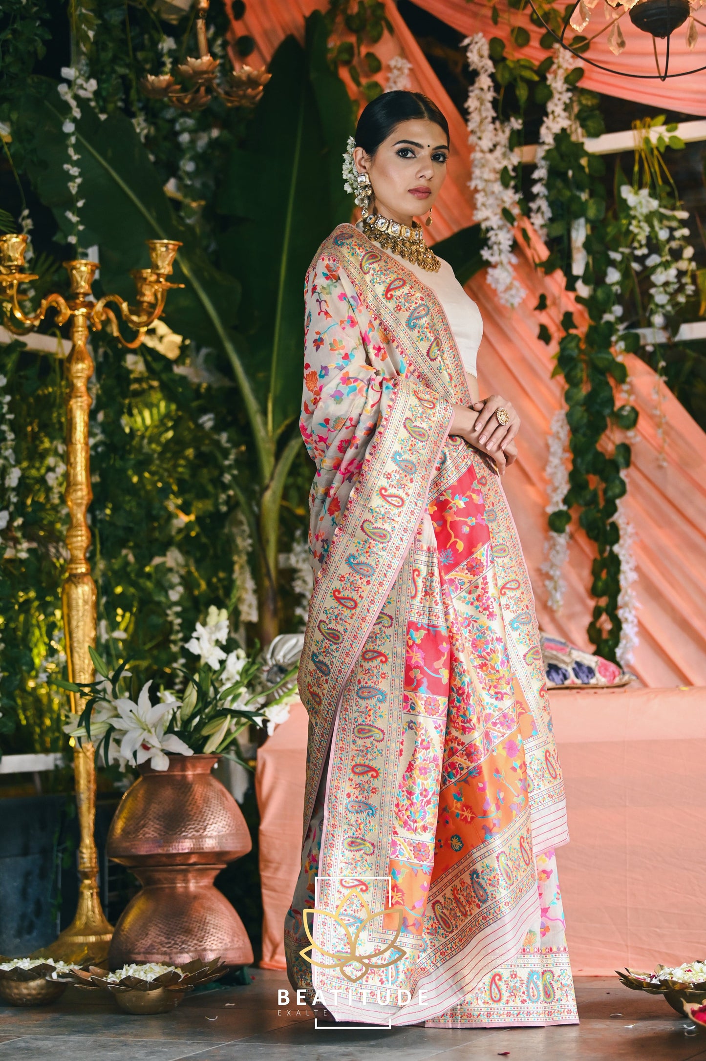 Multi-Color Kashmiri Weaving Soft Modal Silk Saree