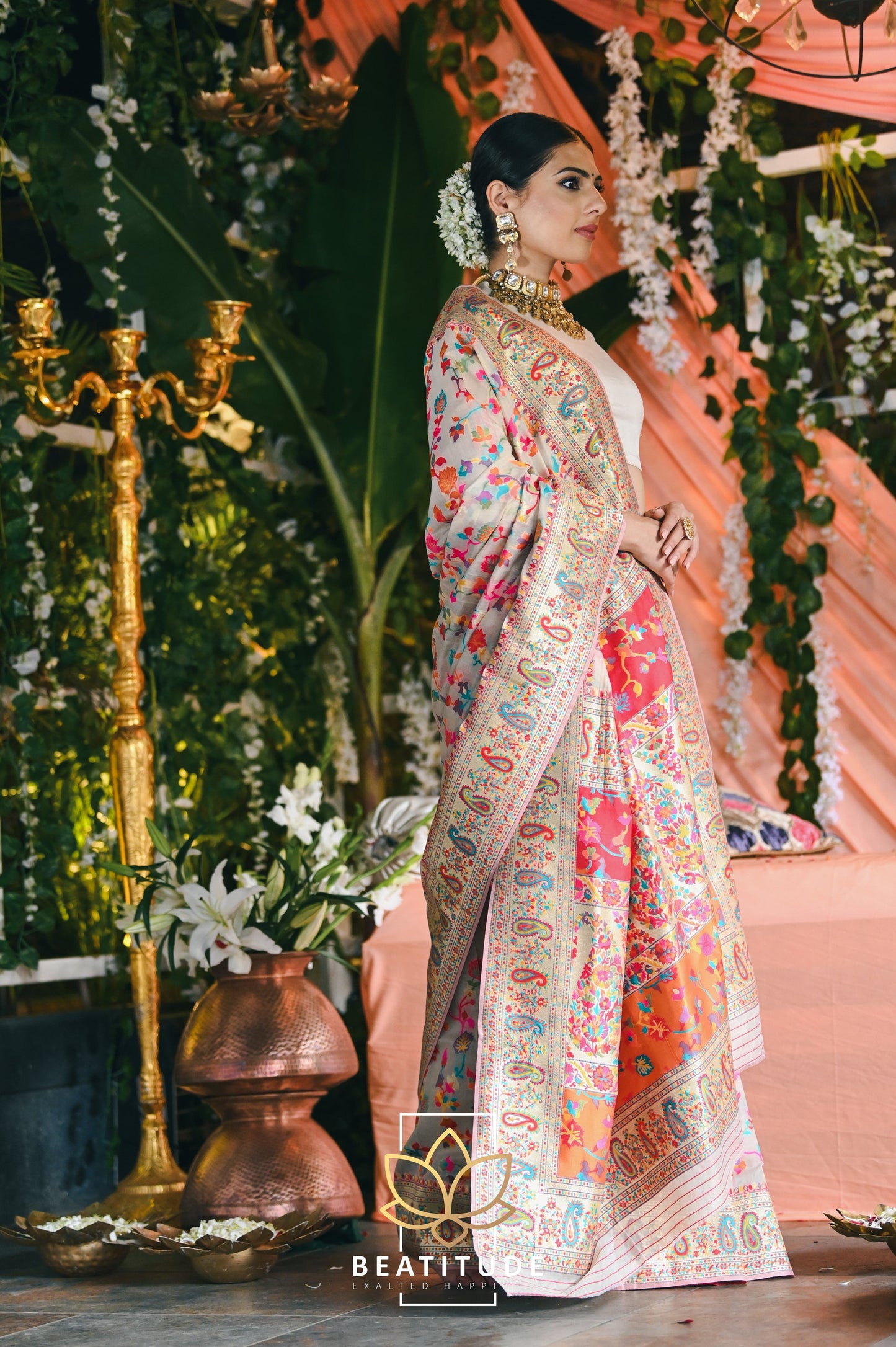 Multi-Color Kashmiri Weaving Soft Modal Silk Saree