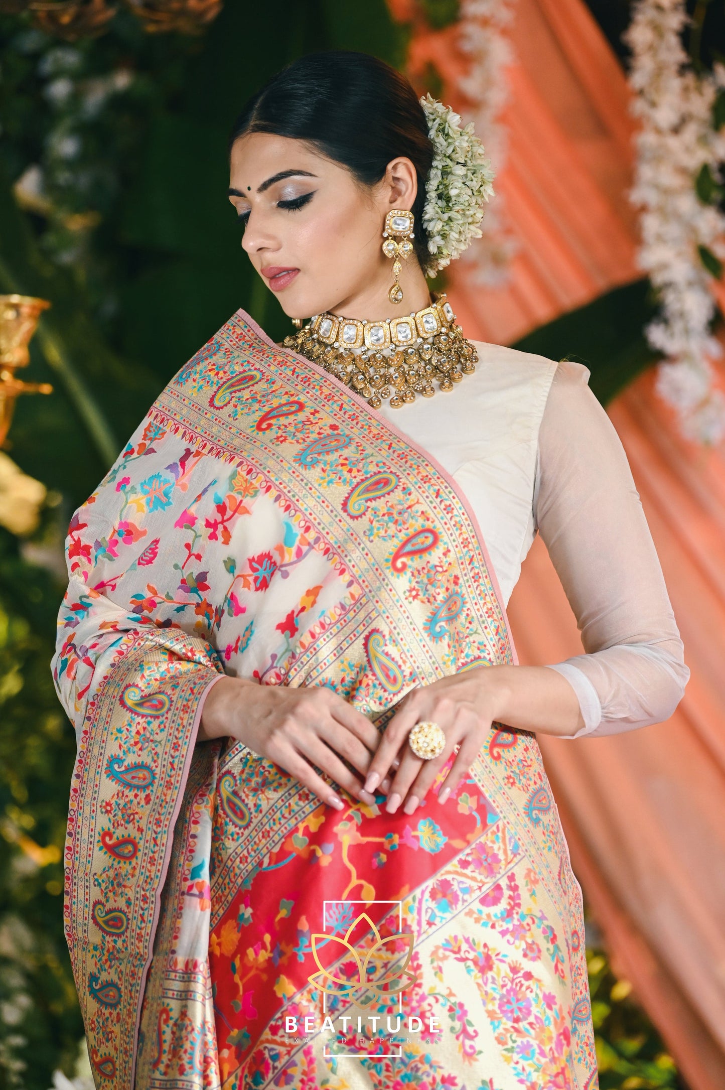 Multi-Color Kashmiri Weaving Soft Modal Silk Saree
