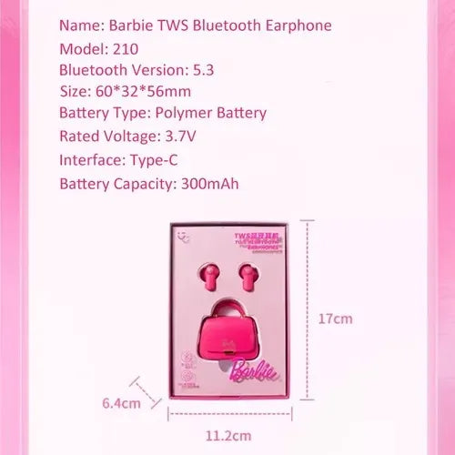 Barbie Collection Bag Style TWS Earphones Model: SX-210 (Pink)