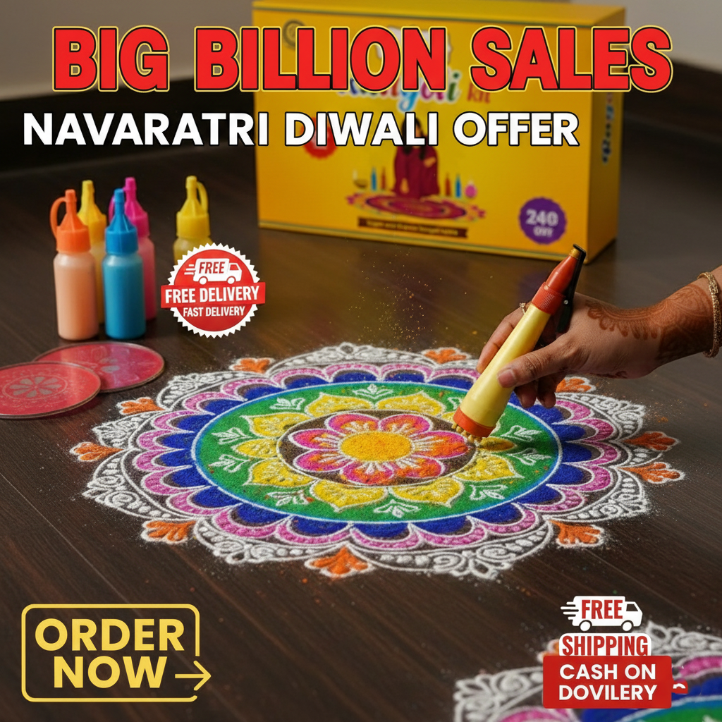 Rangoli Making Kit Includes Magic Tool (4 inch) Random Design