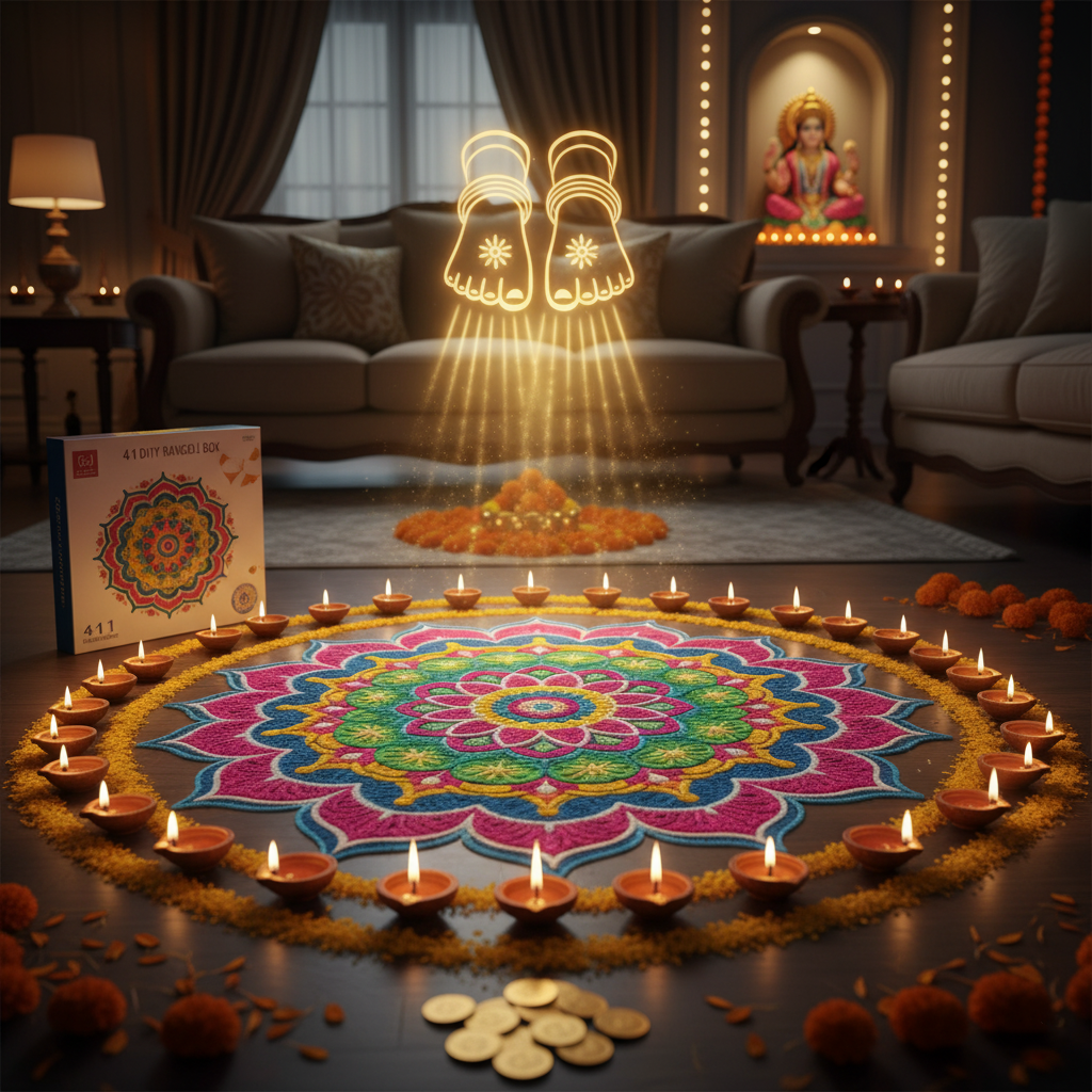 Rangoli Making Kit Includes Magic Tool (4 inch) Random Design