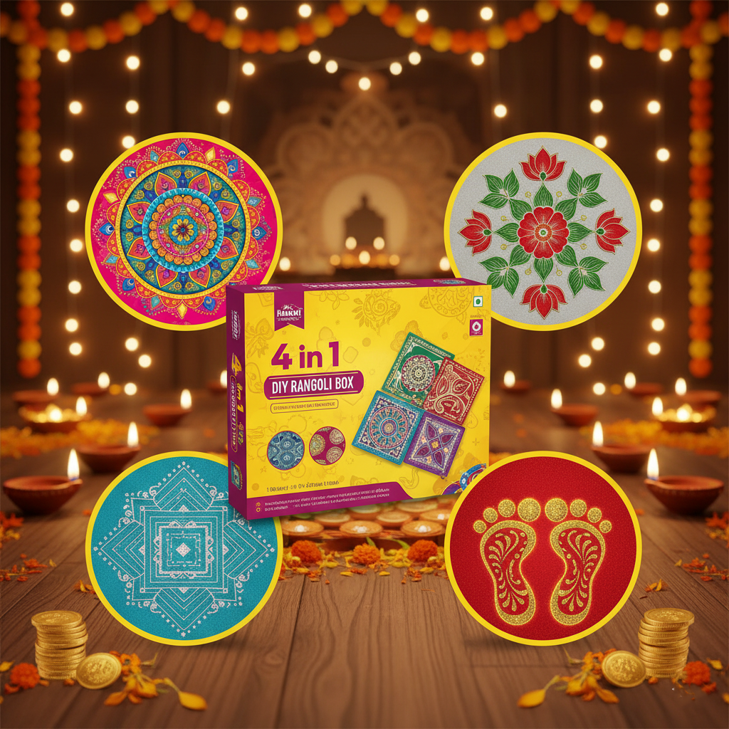 Rangoli Making Kit Includes Magic Tool (4 inch) Random Design