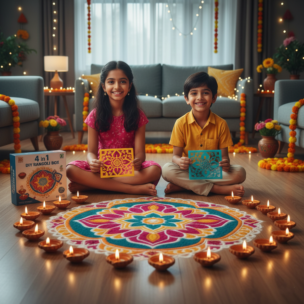 Rangoli Making Kit Includes Magic Tool (4 inch) Random Design