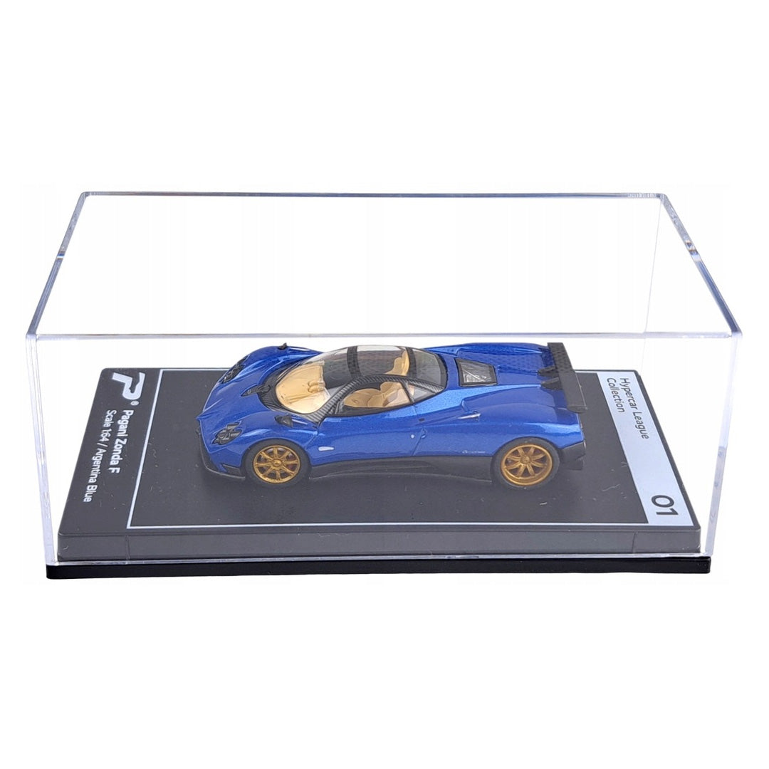 PosterCars 1:64 H01 – Pagani Zonda F with Acrylic Box (Argentina Blue) Diecast Car Model