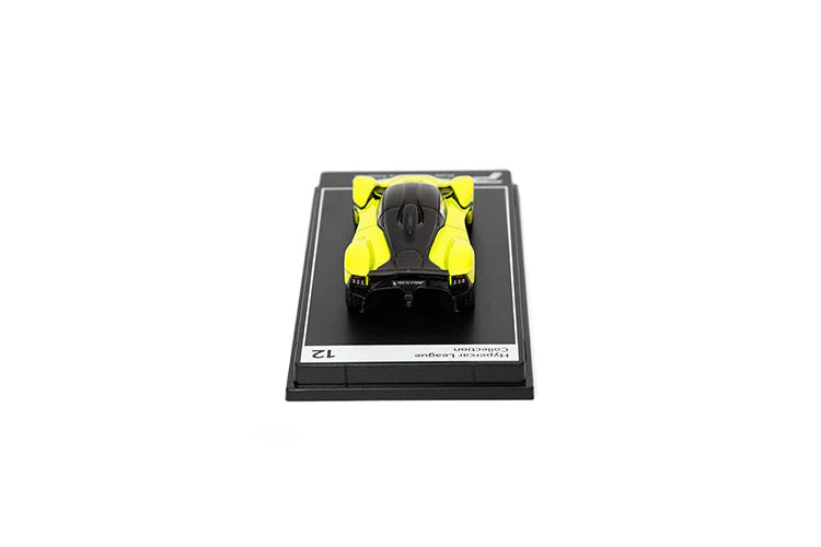 PosterCars H12 – Aston Martin Valkyrie with Acrylic Box (Lime Essence) 1:64 Diecast Car Model