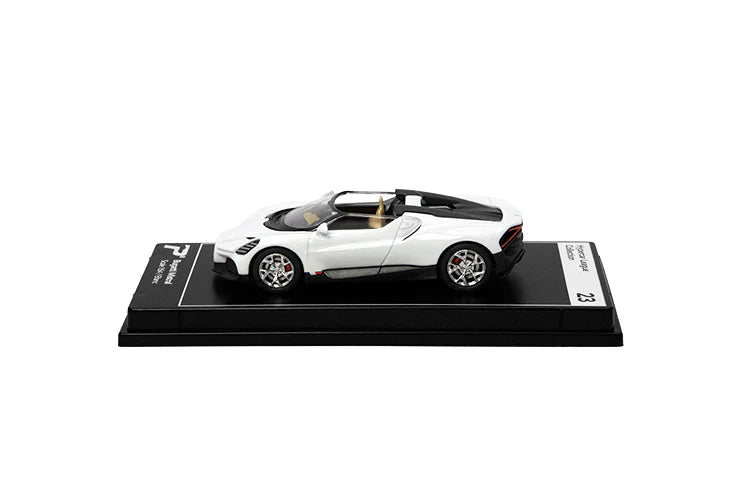 PosterCars 1:64 Bugatti Mistral – White – Acrylic Box | Hypercar League Collection #23