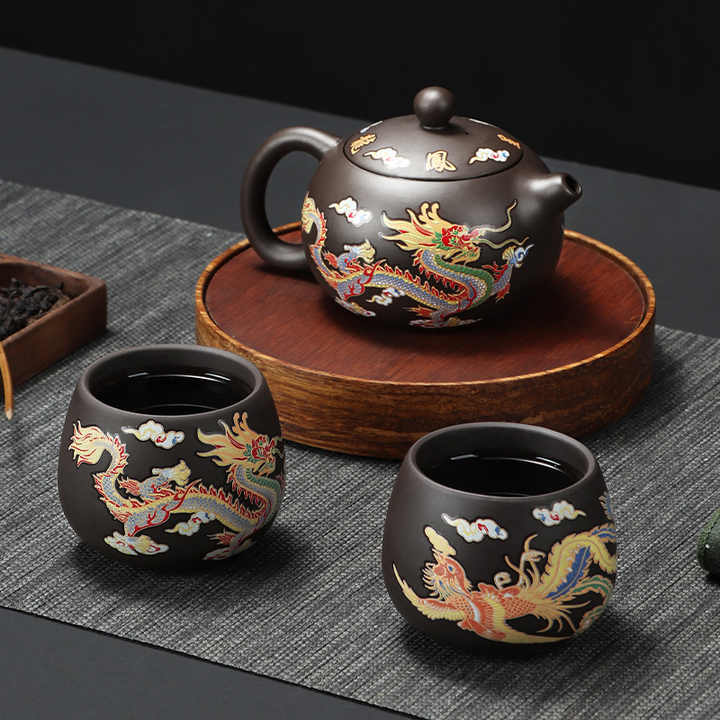 Dragon Phoenix Chengxiang Teapot Tea Set Purple Clay Changes Color Creative Kung Fu Teapot