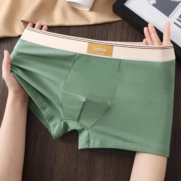 Cotton Striped Mid‑Waist Men’s Boxers