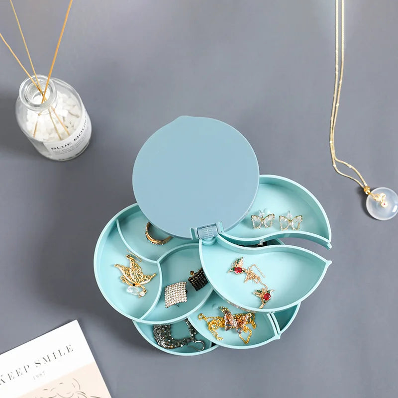 Rotating Jewelry Storage Box - With Makeup Mirror™️