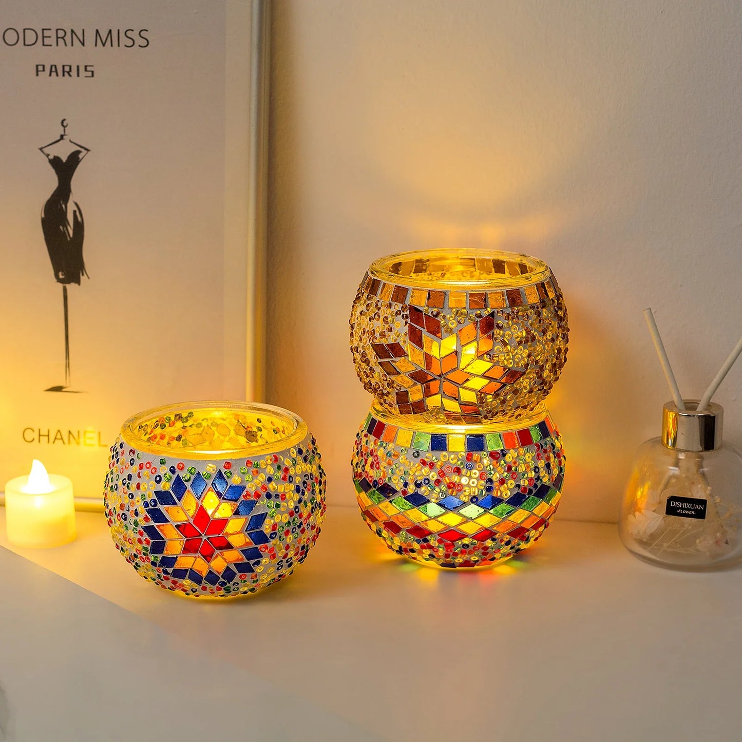 Handmade Mosaic Candle Holder™️ - Set of 8