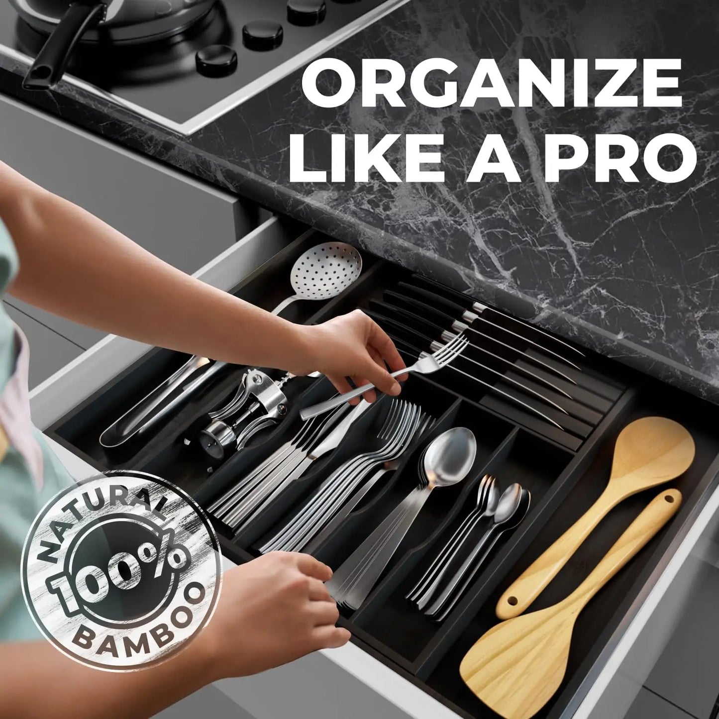 Premium Expandable Utensil Organizer - For The Modern Kitchen™️