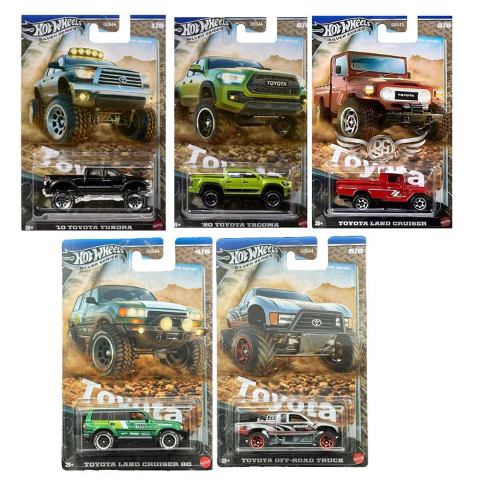 Hot Wheels 2025 Silver Series Toyota Trucks 1:64 Scale - Set Of 5