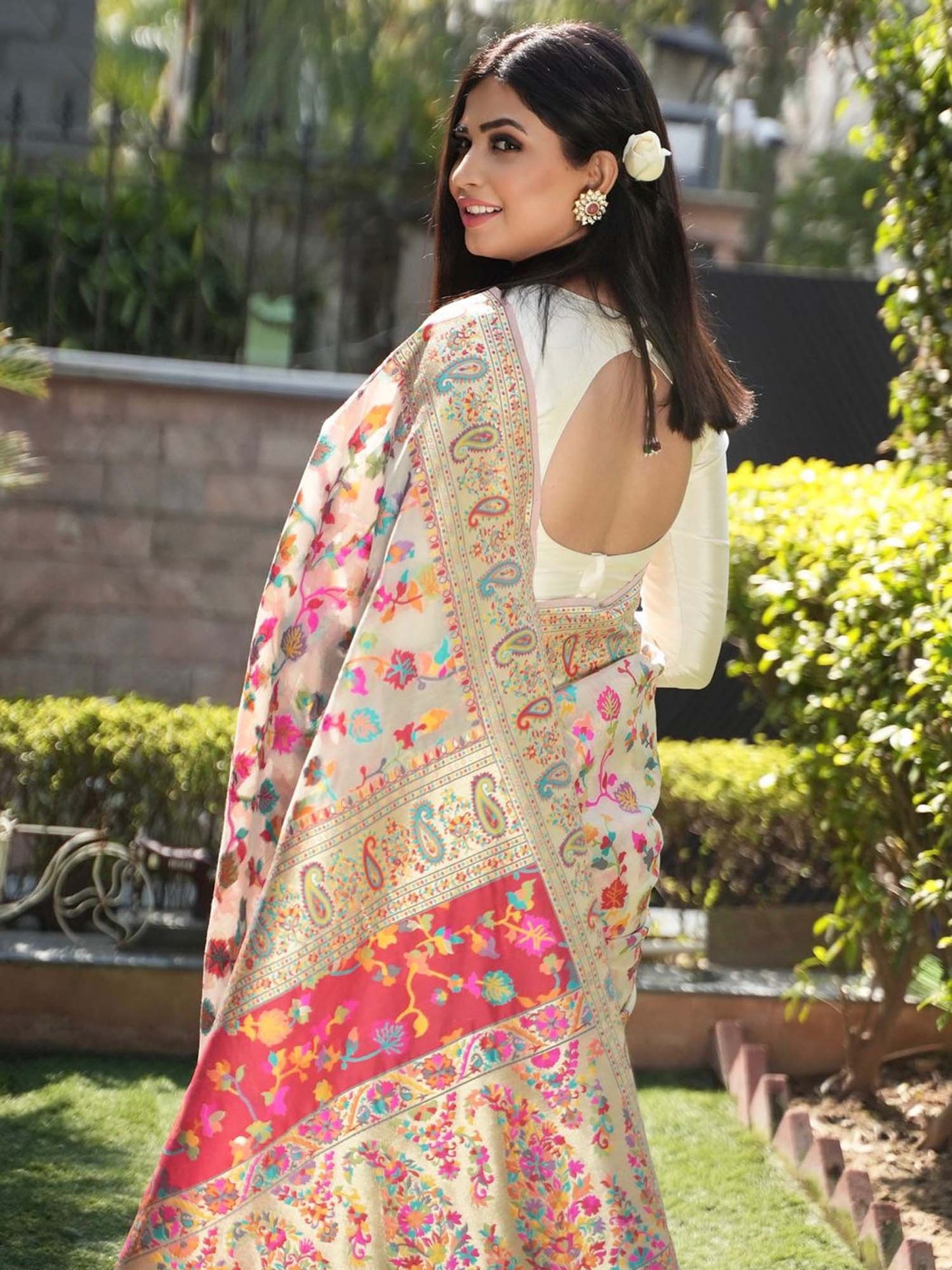 Multi-Color Kashmiri Weaving Soft Modal Silk Saree
