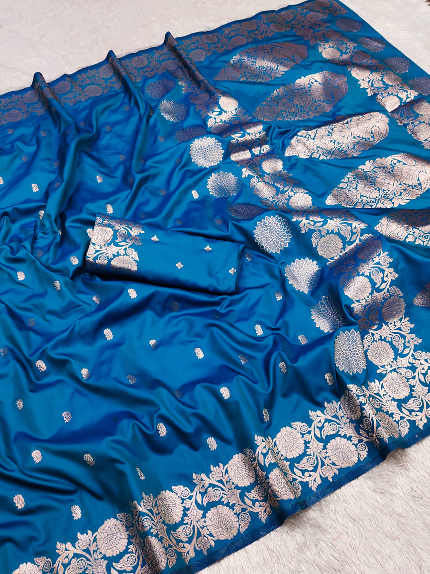 Viral and Trending Queen Banarasi Silk Saree With Blouse Piece