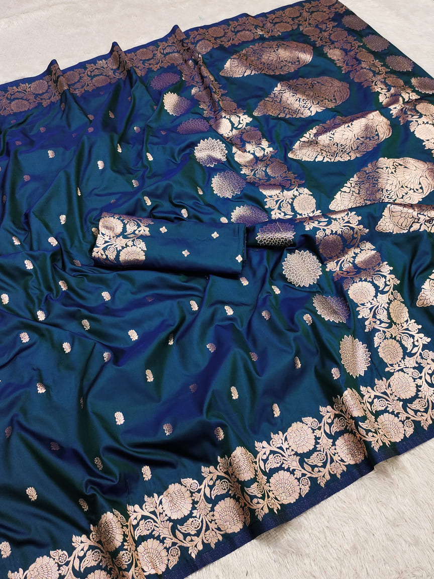 Viral and Trending Queen Banarasi Silk Saree With Blouse Piece