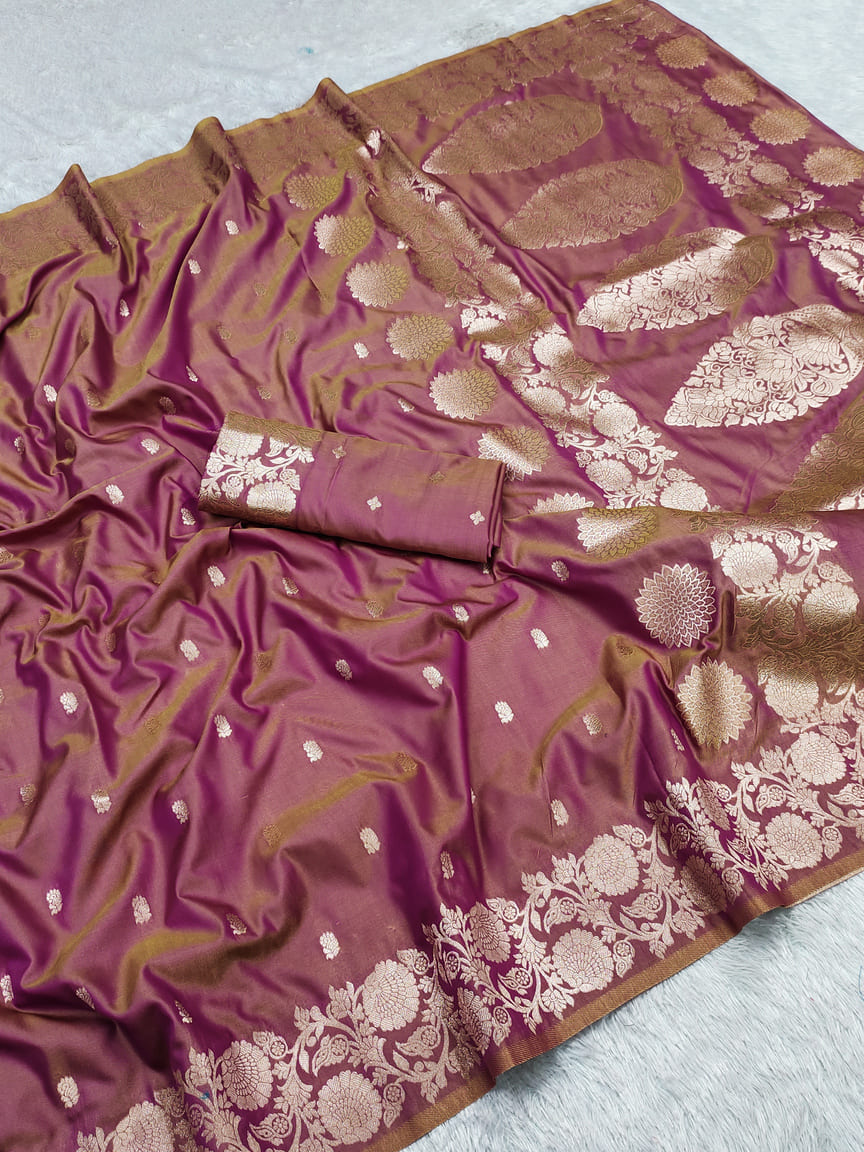 Viral and Trending Queen Banarasi Silk Saree With Blouse Piece