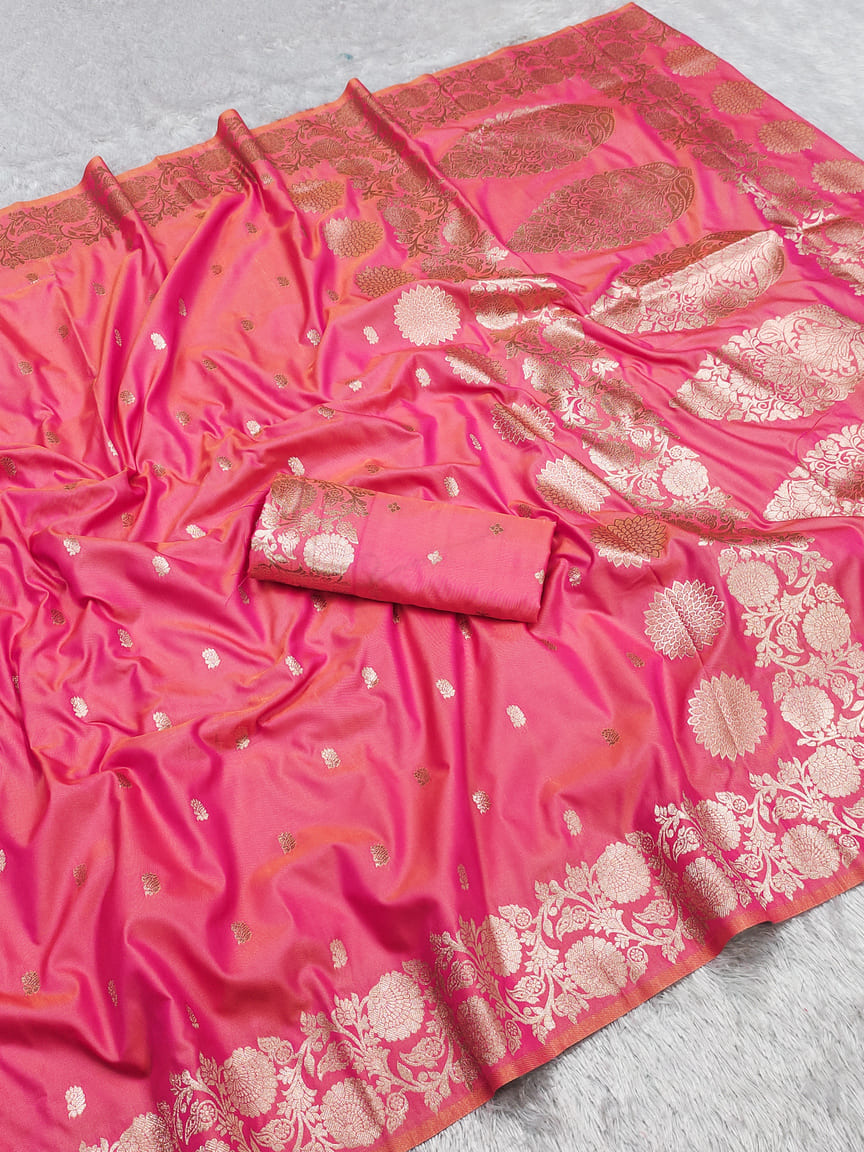 Viral and Trending Queen Banarasi Silk Saree With Blouse Piece