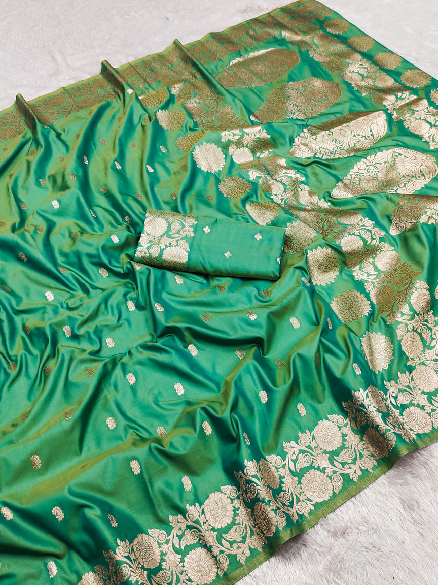 Viral and Trending Queen Banarasi Silk Saree With Blouse Piece