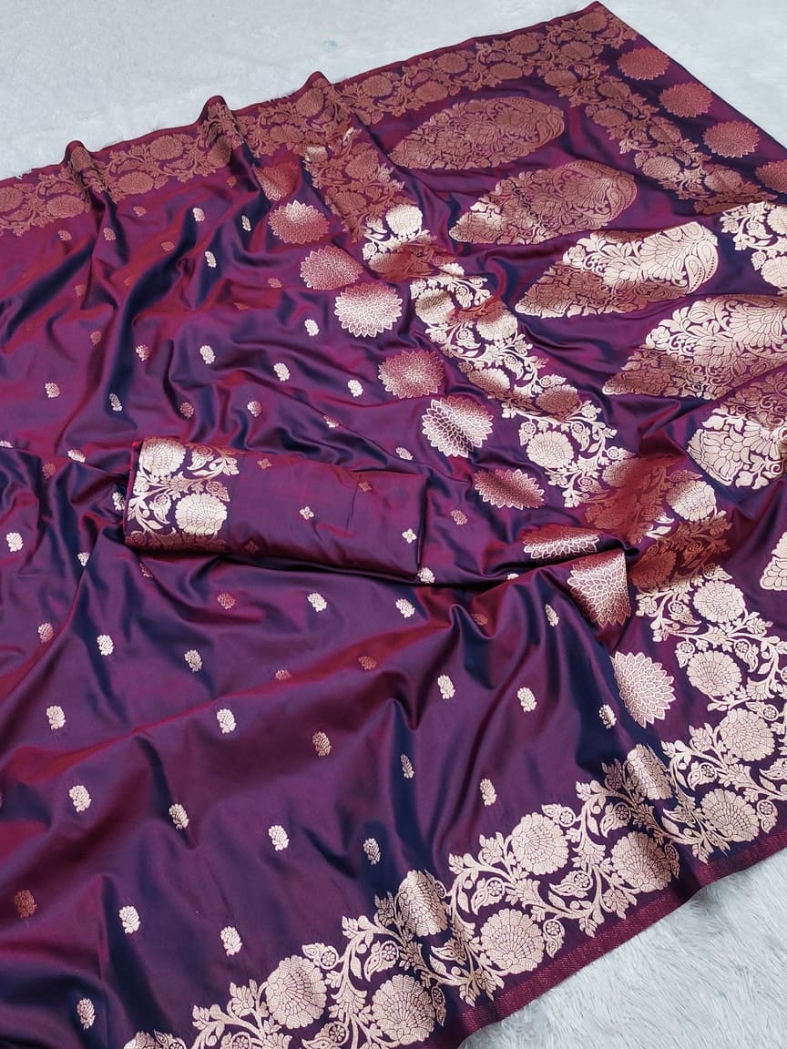 Viral and Trending Queen Banarasi Silk Saree With Blouse Piece