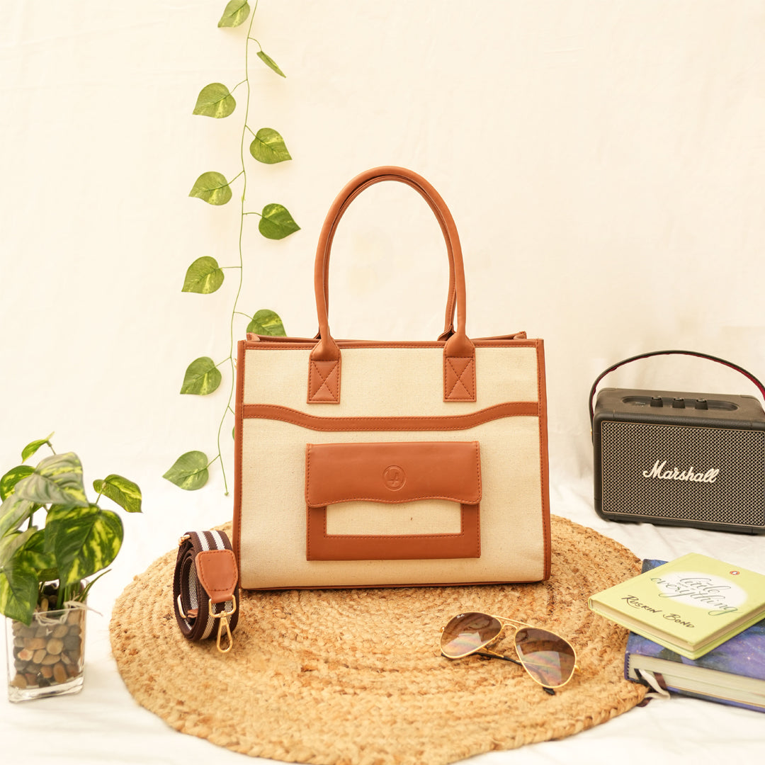 Canvas Book Tote - Tan