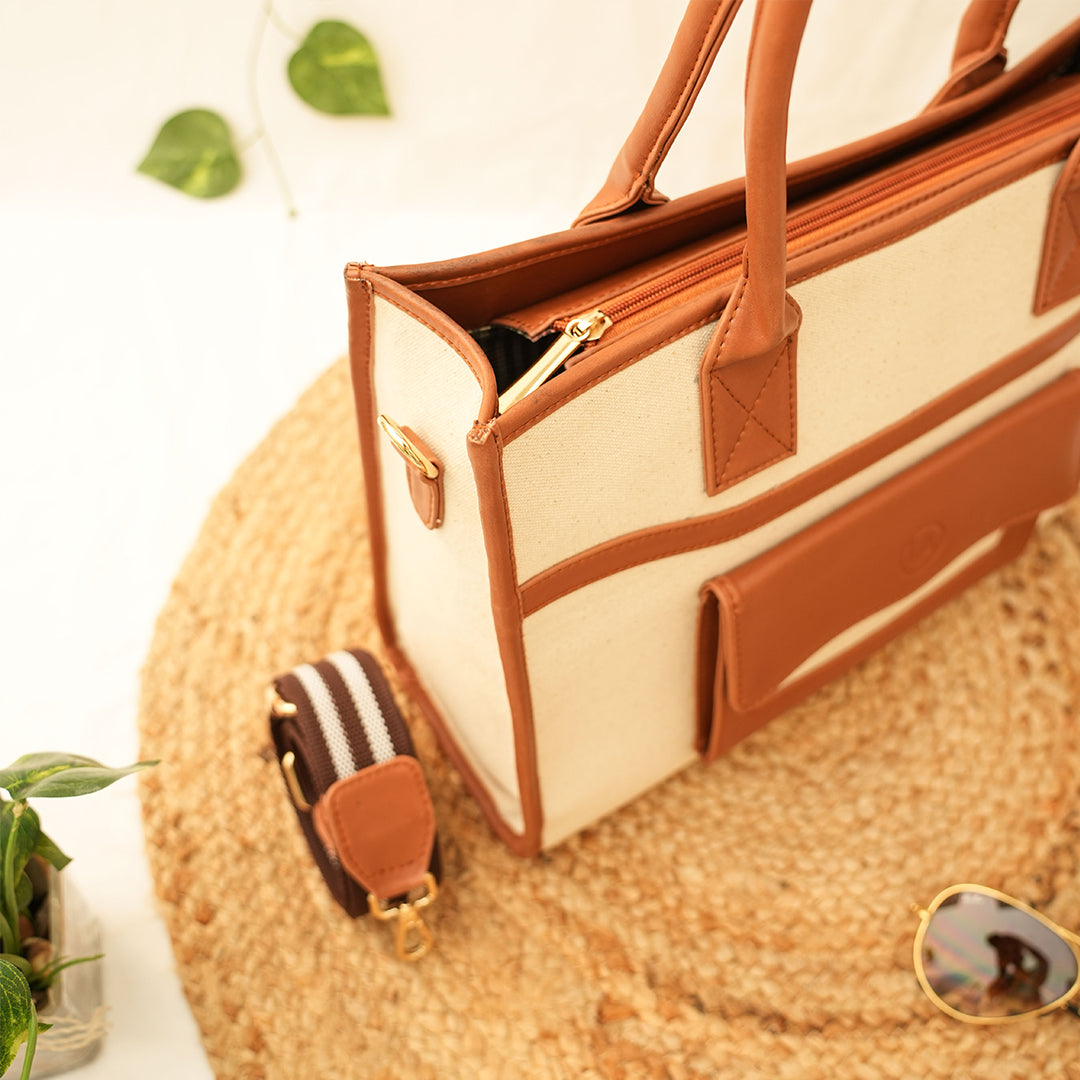 Canvas Book Tote - Tan