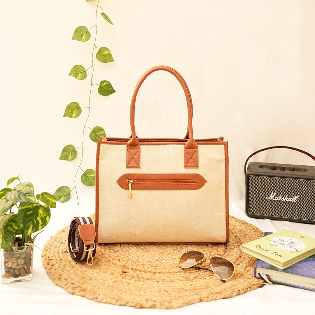 Canvas Book Tote - Tan
