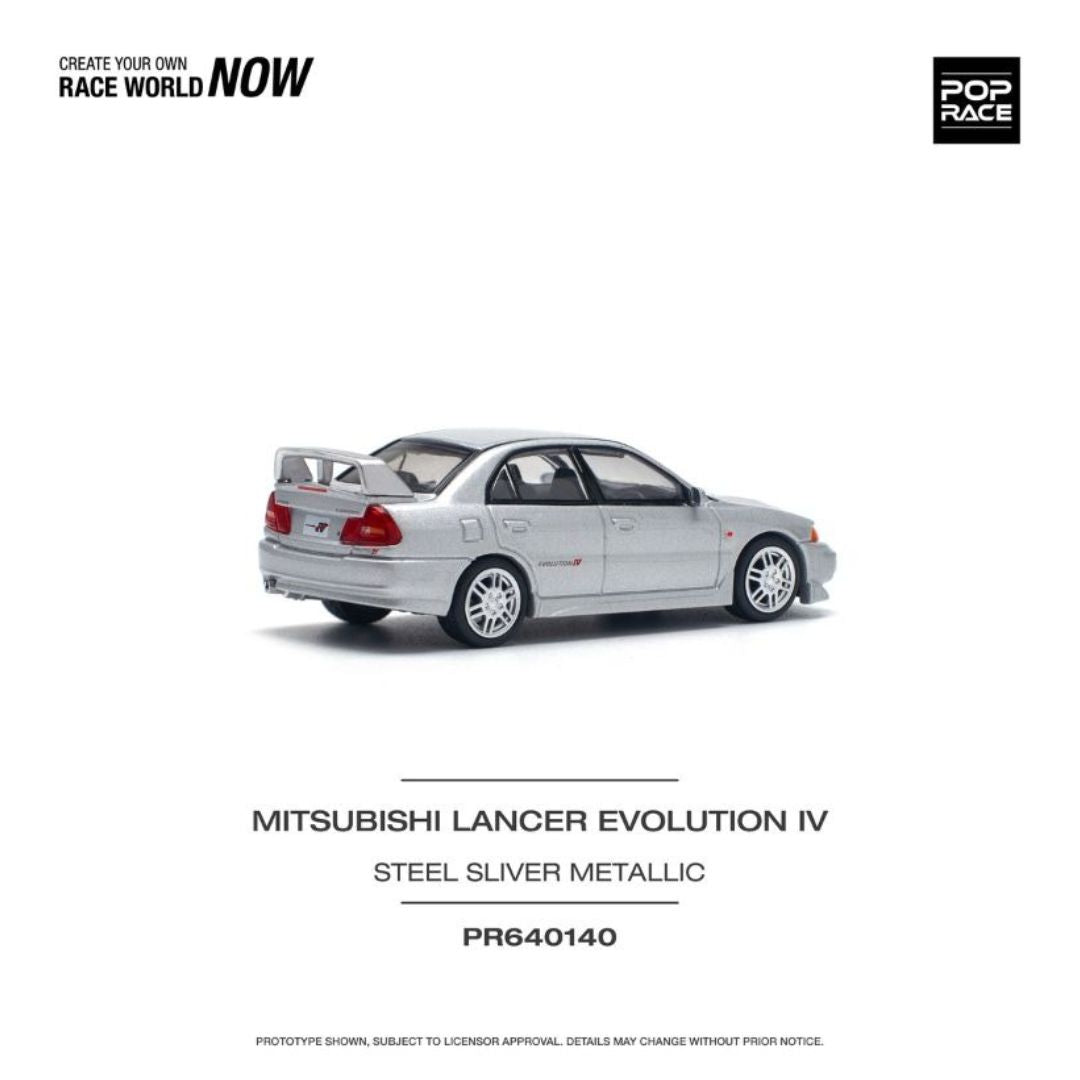 Pop Race #140: Mitsubishi Lancer Evolution IV Steel Silver Metallic 1:64