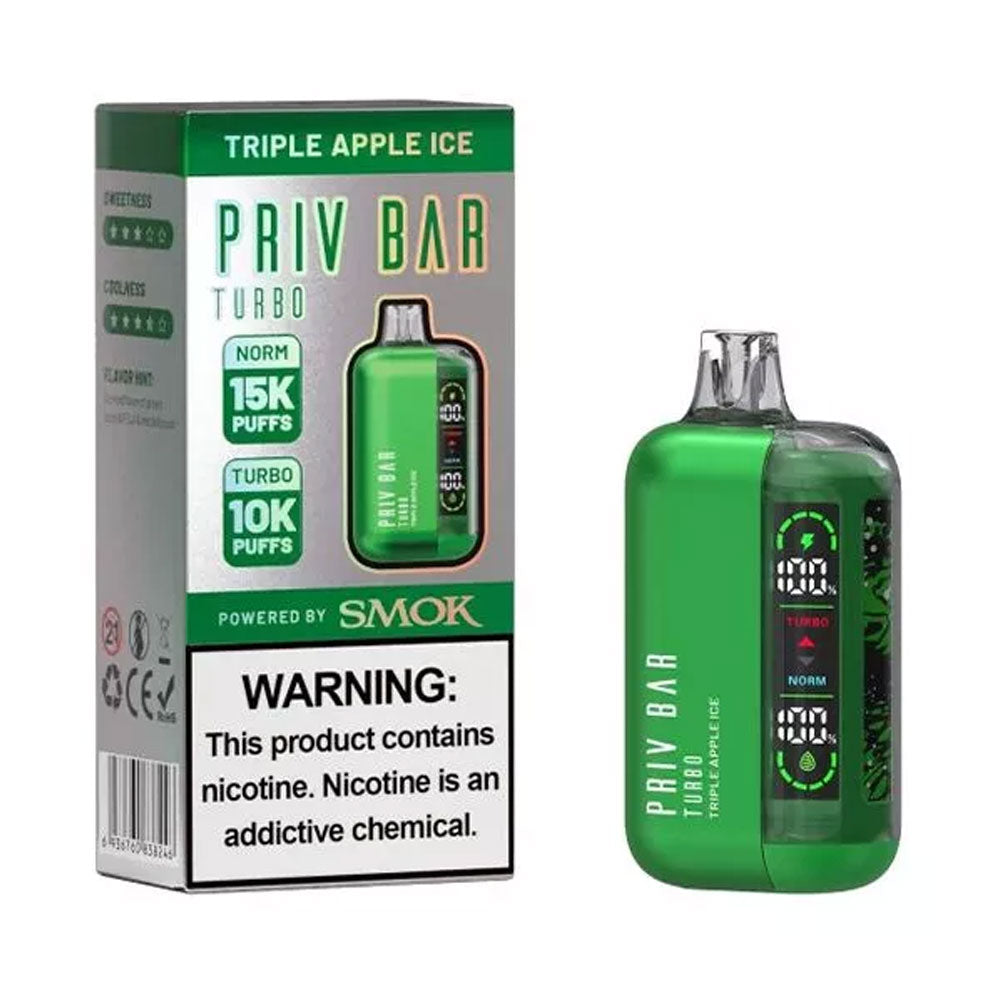 Priv Bar Turbo Disposable Vape – Triple Apple Ice 15000 Puffs