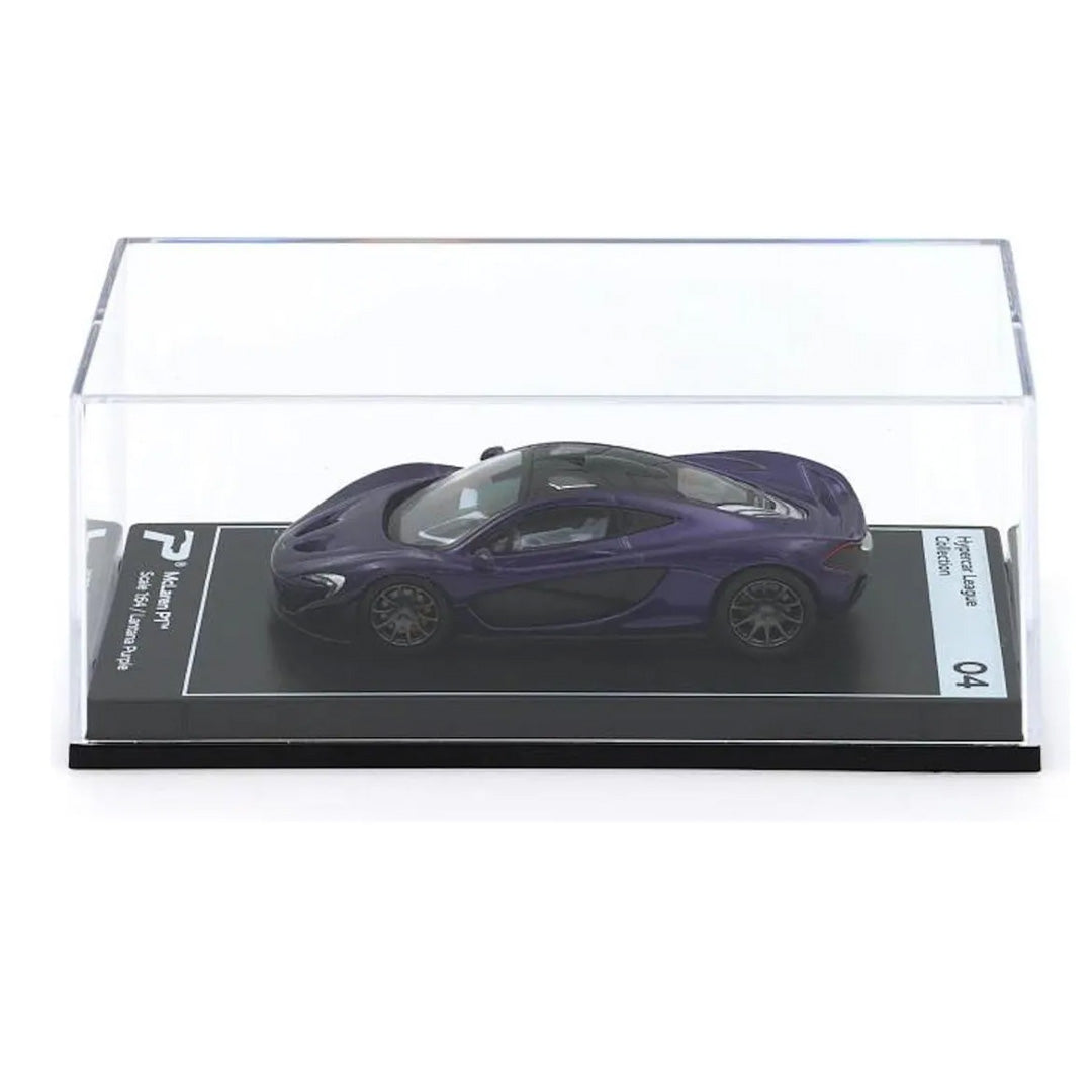 PosterCars H04 – McLaren P1 with Acrylic Box (Lantana Purple) 1:64 Diecast Car Model