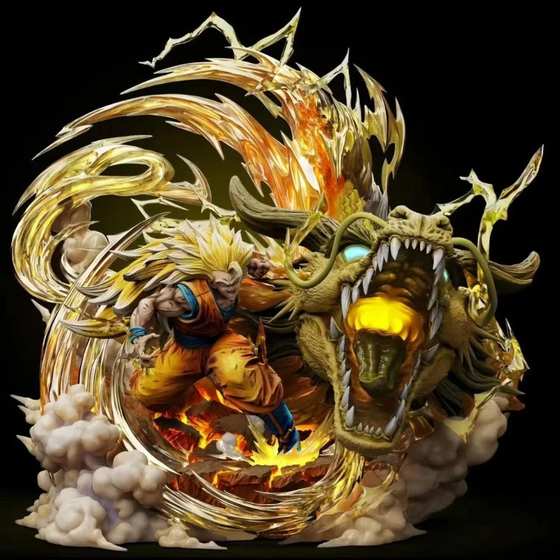 Dragon Ball Figures Son Goku Shenron Figurine Super Saiyan 3 28cm