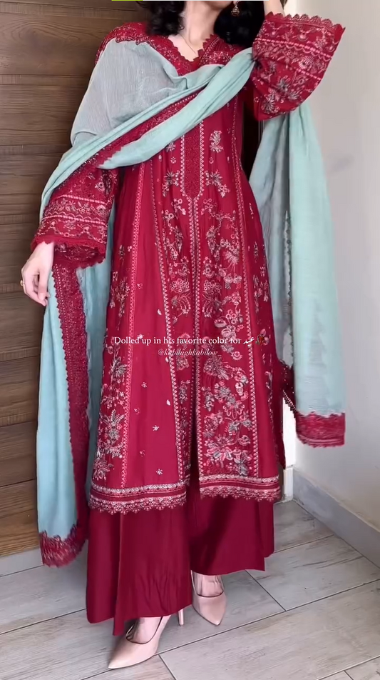 Womens Beautiful Kurti With Plazzo and Dupatta Set