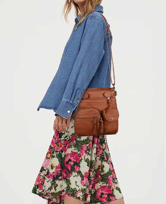 Multi-Pocket Crossbody Bag Soft Shoulder Purse Bag