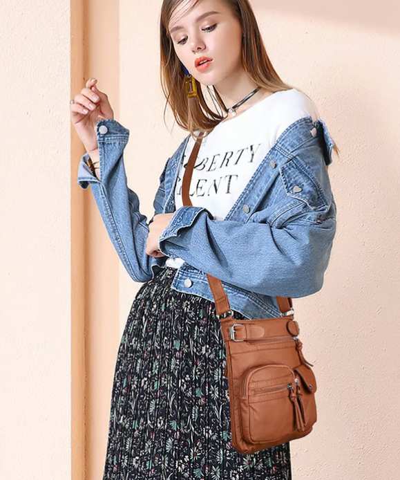 Multi-Pocket Crossbody Bag Soft Shoulder Purse Bag
