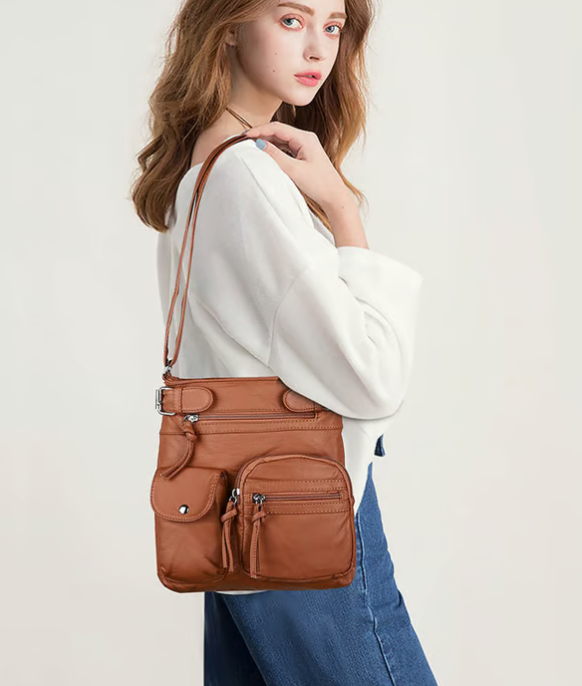 Multi-Pocket Crossbody Bag Soft Shoulder Purse Bag