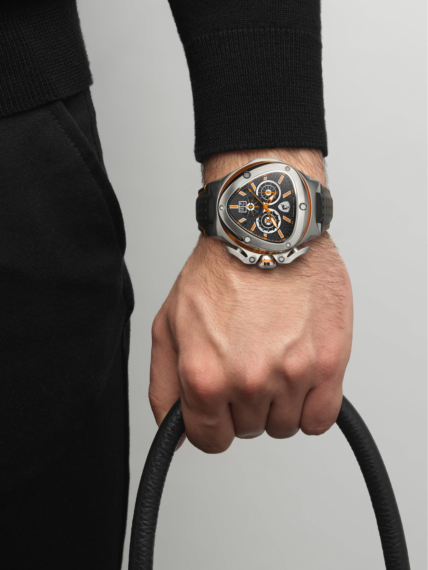 Tonino Lamborghini Spyder Quartz Black Dial Analog Watch For Gents - TL9XB-SS