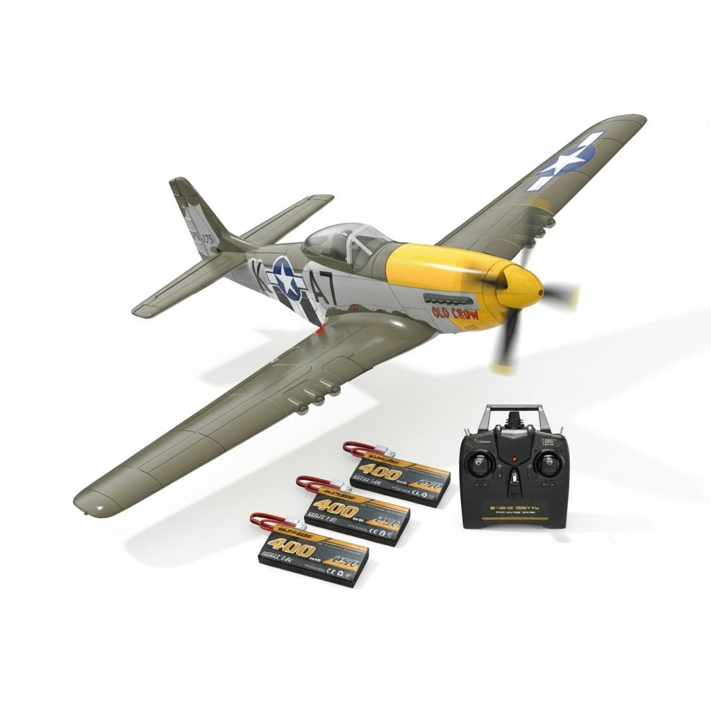 P51D RC Airplane, 4-Channel Brushless Motor, XPilot Stabilizer, 2.4GHz Remote
