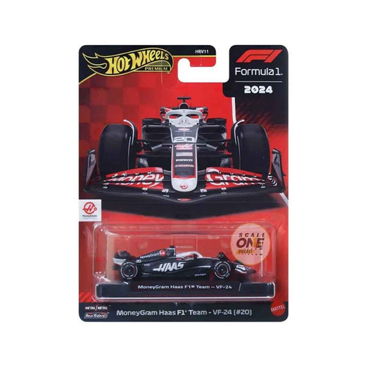 Hot Wheels Premium F1 Series 2024 – MoneyGram Haas VF‑24 #20 (Kevin Magnussen / Hülkenberg)