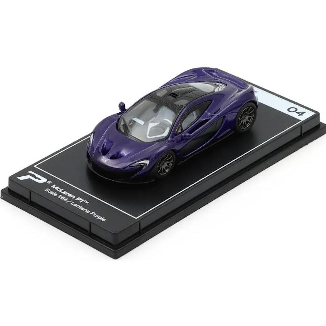 PosterCars H04 – McLaren P1 with Acrylic Box (Lantana Purple) 1:64 Diecast Car Model