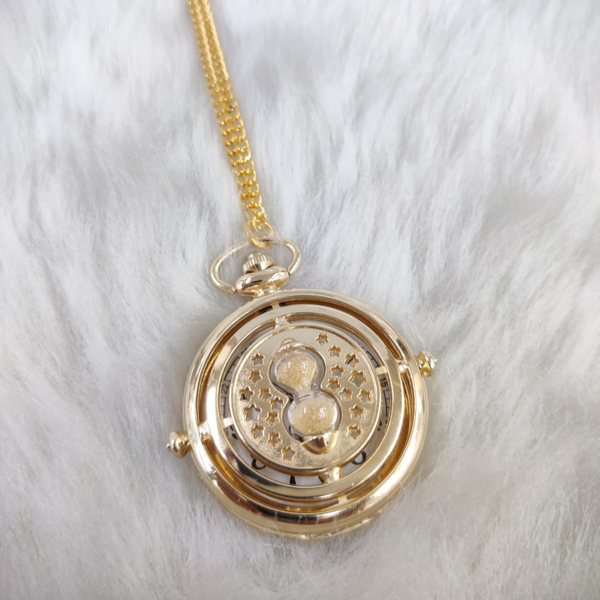 Harry Potter Golden Hermoine Time Turner Pocket Watch With Chain - (Big)