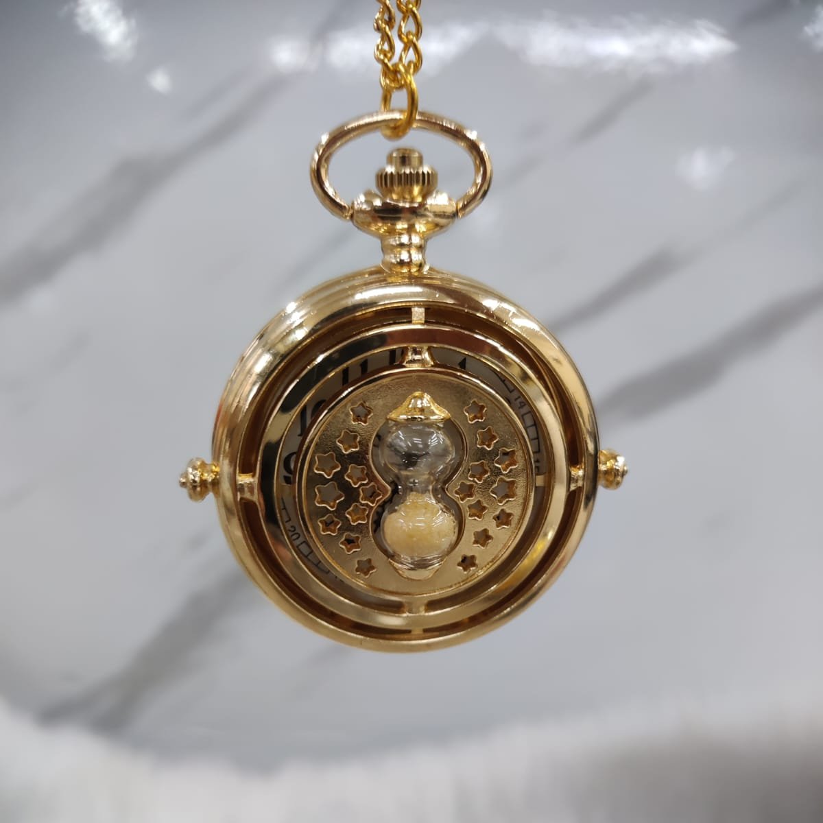 Harry Potter Golden Hermoine Time Turner Pocket Watch With Chain - (Big)