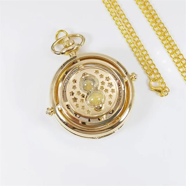 Harry Potter Golden Hermoine Time Turner Pocket Watch With Chain - (Big)