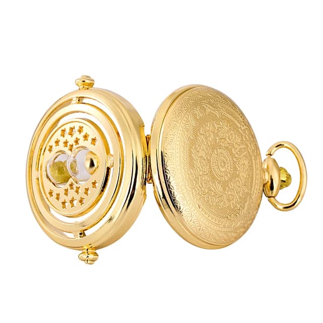 Harry Potter Golden Hermoine Time Turner Pocket Watch With Chain - (Big)